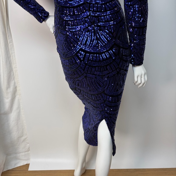 Dress the Population Emery Purple Sequin Open Back Sheath Dress - Picture 9 of 10